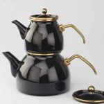 کتری قوری رنگی دسته بغل لعابی ترکیه ای